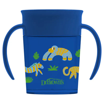 Dr.Browns Smooth Wall Cheers 360 Cup W/ Handles 200Ml (Blue Deco) - (Plastic)