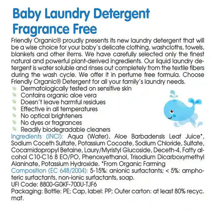 Friendly Organic 2000Ml Fragrance Free Baby Laundry Detergent, White