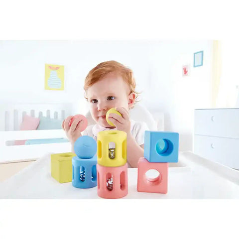 Hape - Geometric Rattle Trio (Pack Of 9)