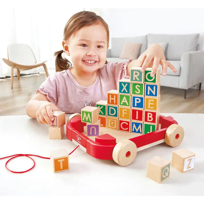 Hape - Pull-Along Cart With Stacking Blocks