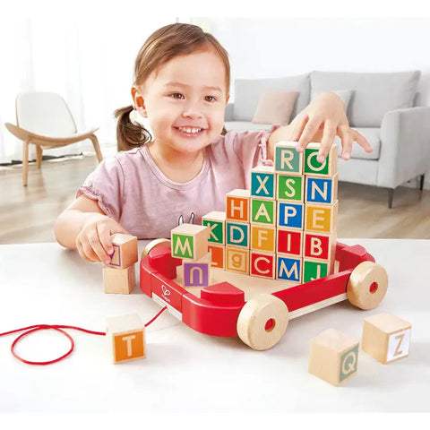 Hape - Pull-Along Cart With Stacking Blocks