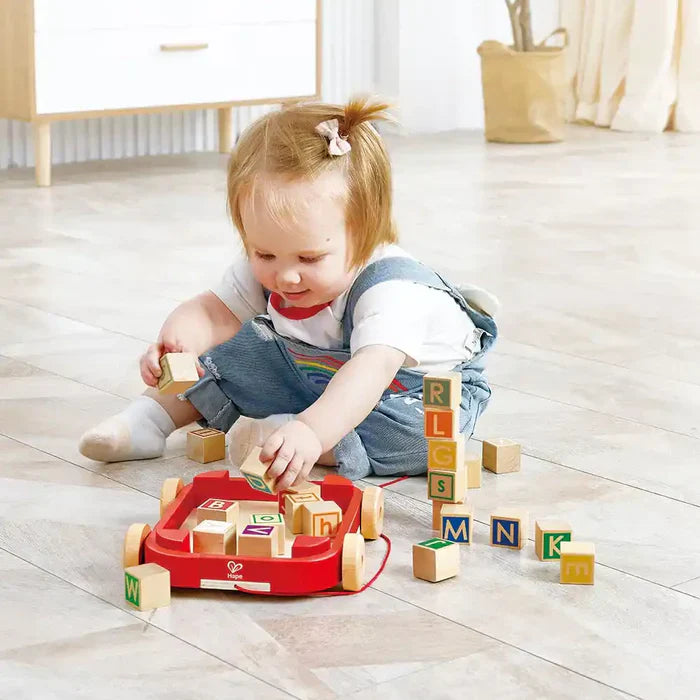 Hape - Pull-Along Cart With Stacking Blocks