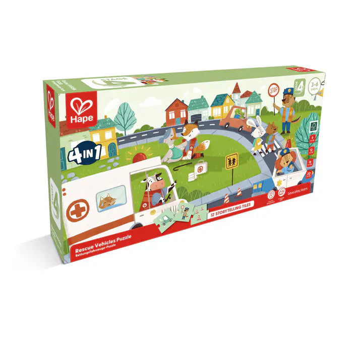 Hape - Rescue Vehicles Puzzle (80 X 20Cm)