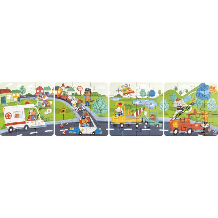 Hape - Rescue Vehicles Puzzle (80 X 20Cm)