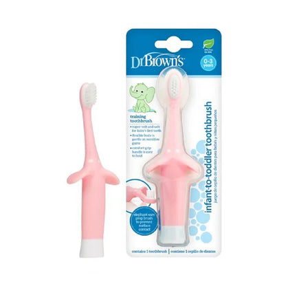 Dr.Browns Infant-To-Toddler Toothbrush, Pink Elephant, 1-Pack