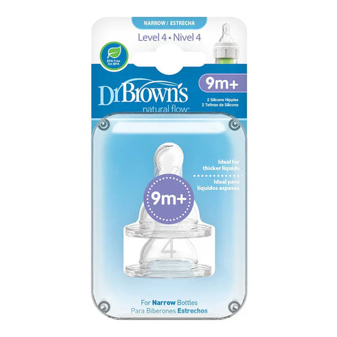 Dr. Browns Level-4 Silicone Narrow Nipple, 2-Pack-plastic