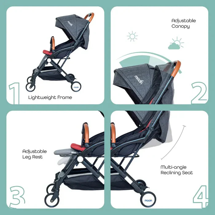 Moon Ritzi Travel Cabin Stroller (Black/Red)