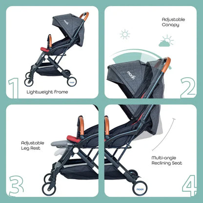 Moon Ritzi Travel Cabin Stroller (Black/Red)