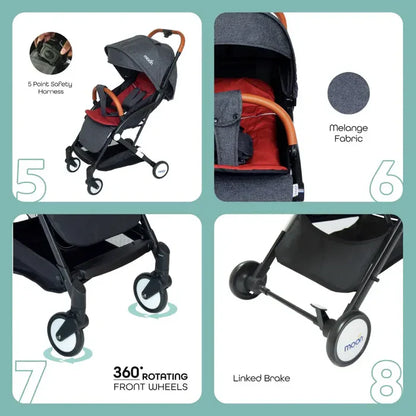 Moon Ritzi Travel Cabin Stroller (Black/Red)