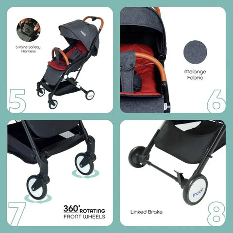 Moon Ritzi Travel Cabin Stroller (Black/Red)