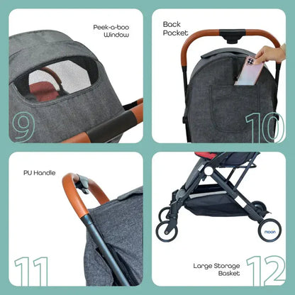 Moon Ritzi Travel Cabin Stroller (Black/Red)