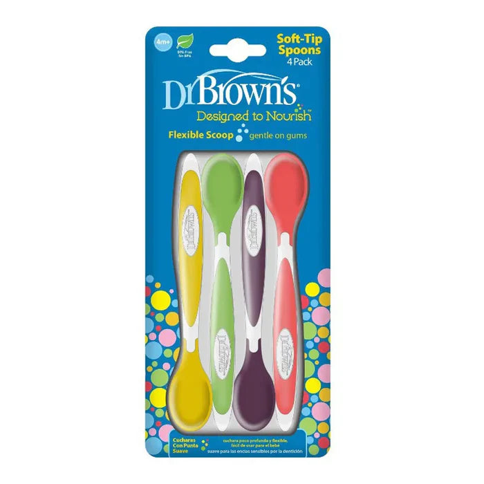Dr.Browns Soft-Tip Spoon, 4-Pack (Yellow, Green, Purple, Red)