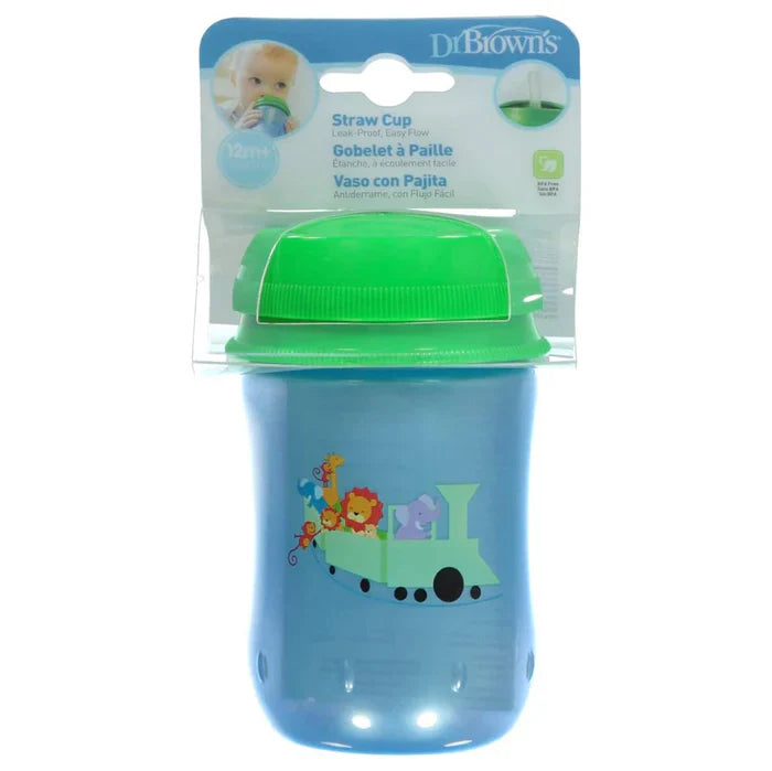 Dr. Browns Straw Cup 12 Oz / 355 Ml-Blue & Green Top - plastic