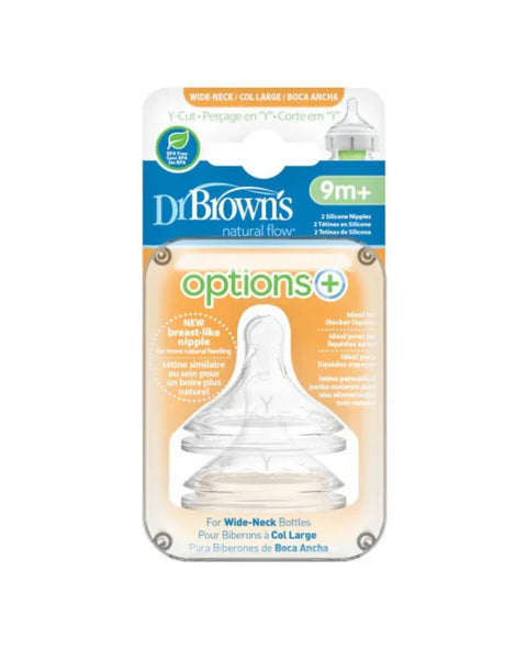 Dr. Browns Y-Cut W-N Silicone Options+ Nipple, 2-Pack-plastic