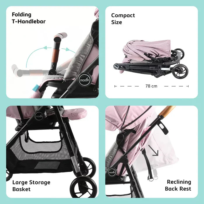 Moon Revo 360 Rotating Stroller (Pink)