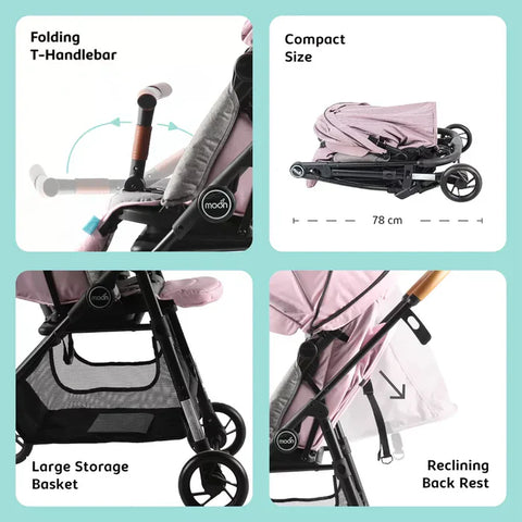 Moon Revo 360 Rotating Stroller (Pink)