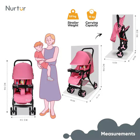 Nurtur Ryder Lightweight Baby Stroller (Pink)