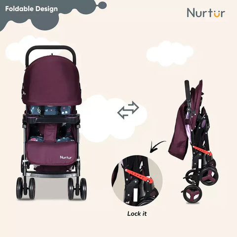 Nurtur Ryder Lightweight Baby Stroller (Maroon)