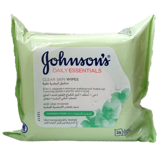 Buy Johnson And Johnson Normal To Combination Skin Wipes 25 PC Online - Kulud Pharmacy