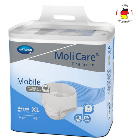 Adult Diaper Pants, MoliCare Premium Mobile, Diapers pants for adult incontinence, Unisex Extra Large,  6 drops, 14 pieces / pack