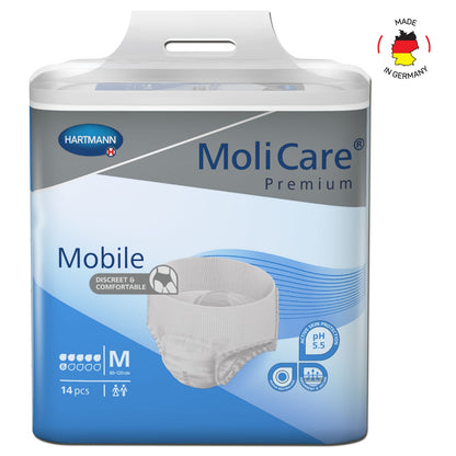 Adult Diaper Pants, MoliCare Premium Mobile, Diapers pants for adult incontinence, Unisex Medium, 6 drops, 14 pieces / pack