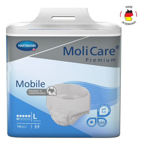 Adult Diaper Pants, MoliCare Premium Mobile, Diapers pants for adult incontinence, Unisex Large,  6 drops, 14 pieces / pack