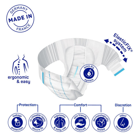 Adult Diaper, Molicare Premium Elastic, Slip diapers for adult incontinence,  Large, 6 Drops, 30pcs/pack, Unisex