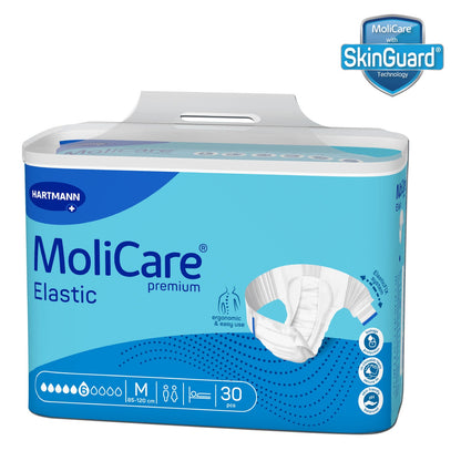 Adult Diaper, Molicare Premium Elastic, Slip diapers for adult incontinence,  Medium, 6 Drops, 30pcs/pack, Unisex