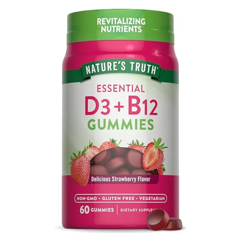 Nature's Truth D3 + B12 Gummies Strawberry Flavor 60's