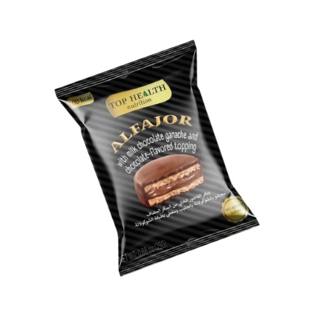Top Health Nutrition Alfajor filled with milk chocolate ganache and covered in a chocolate-flavored topping 25 G