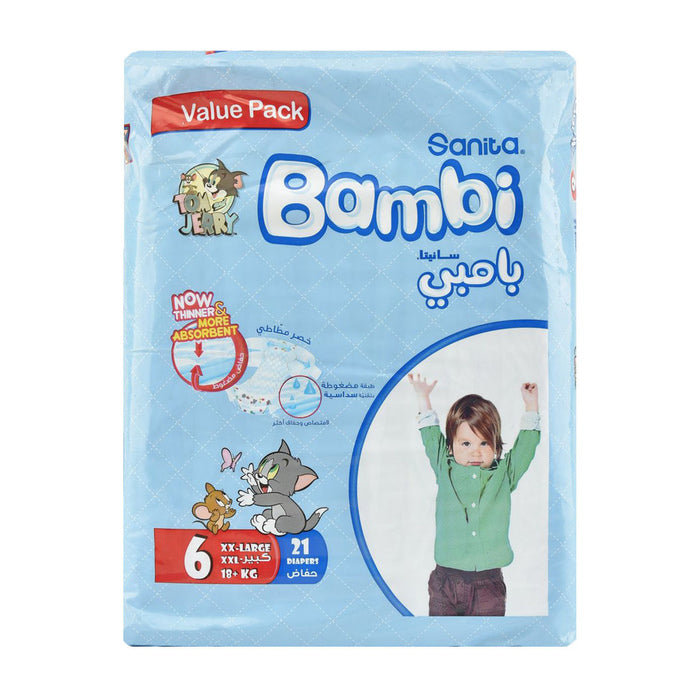 Sanita Bambi XXLarge Diapers, 18+ Kg, 21 Count