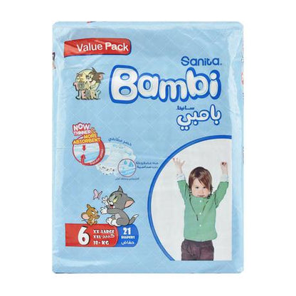 Sanita Bambi XXLarge Diapers, 18+ Kg, 21 Count