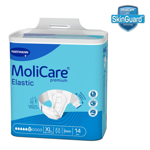 Adult Diaper, Molicare Premium Elastic, Slip diapers for adult incontinence,  Extra Large,6 Drops, 14pcs/pack, Unisex