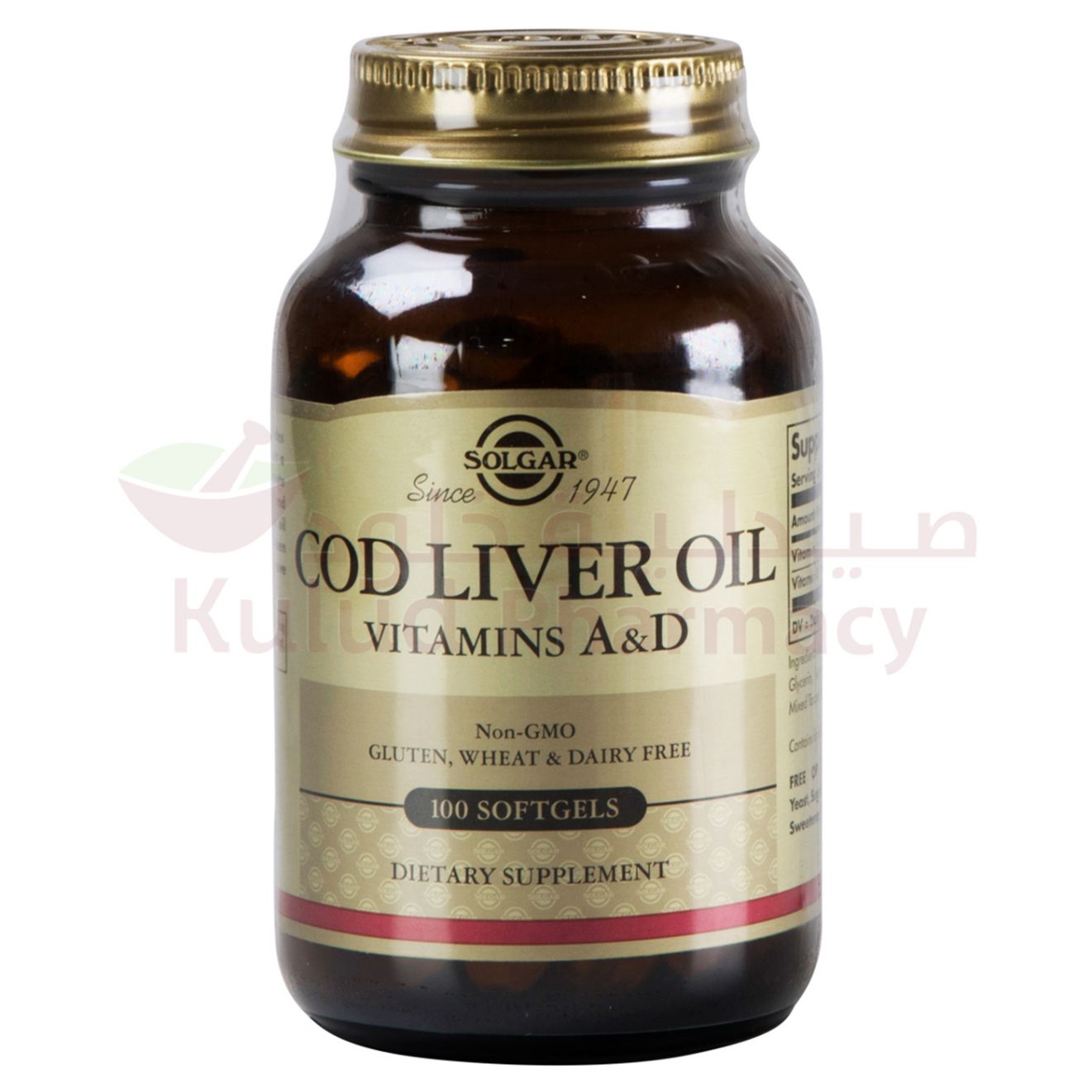 Buy Solgar Cod Liver Oil Vitamin A And D Soft Gelattin Capsule 100 PC Online - Kulud Pharmacy