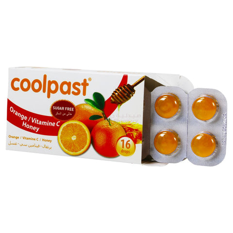 Buy Cool Past Orange And Vit C And Honey Sugar Free Lozenges 16 PC Online - Kulud Pharmacy
