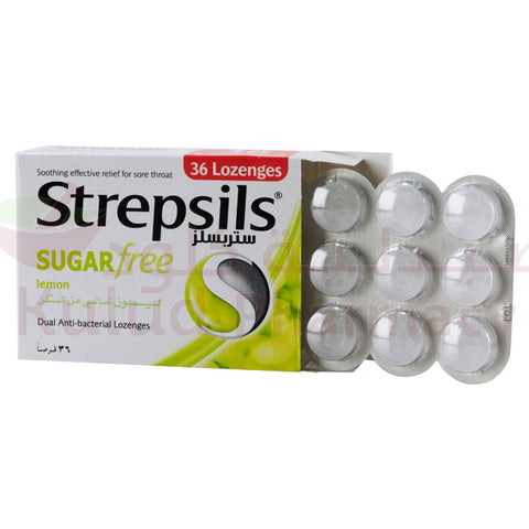 Buy Strepsils Lemon Sugar Free Lozenges 36 PC Online - Kulud Pharmacy