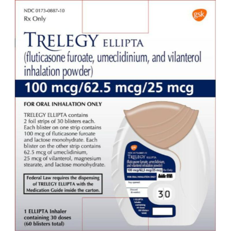 Buy Trelegy Elipta Inhalation Powder 100/62.5/25 Mcg 30 DO Online - Kulud Pharmacy