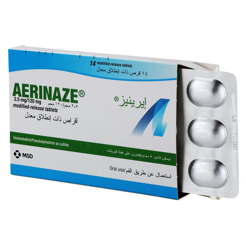 Buy Aerinaze Tablet 2.5/120 Mg 14 PC Online - Kulud Pharmacy