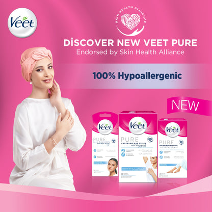 Veet Pure Face Hair Removal Wax Strips for Sensitive Skin, 20 Strips