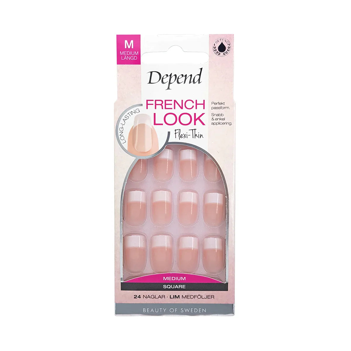 Depend Nail French Look Pink Medium Sq 1PC