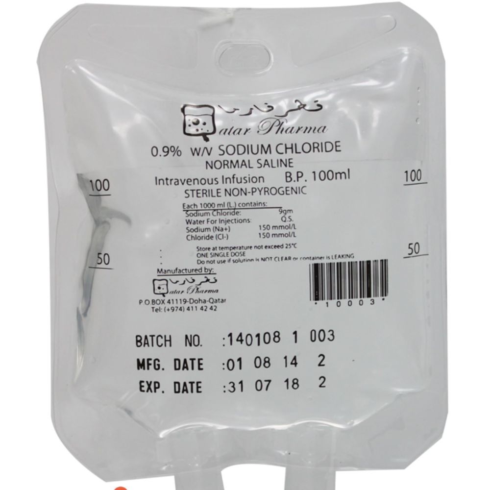 Buy Qatar Pharma 0.9% Sodium Chloride 100ML Online - Kulud Pharmacy