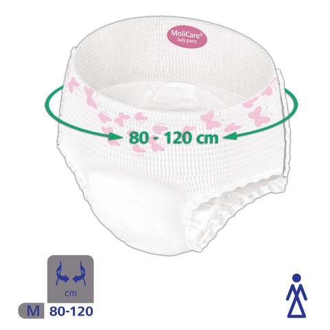 Adult Diaper Pants, MoliCare Premium Lady Pants, Sanitary Pants for women with light incontinence, Medium, 7 drops, 8 pieces / pack