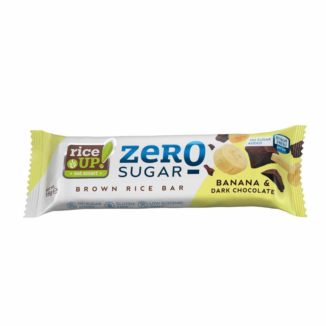 Rice Up Zero Sugar Brown Rice Bar Banana & Dark Chocolate 18G