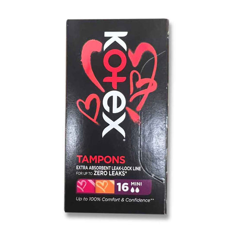 Kotex Tampons Extra Absorbent with Leak Lock Line, Mini, 16 Count