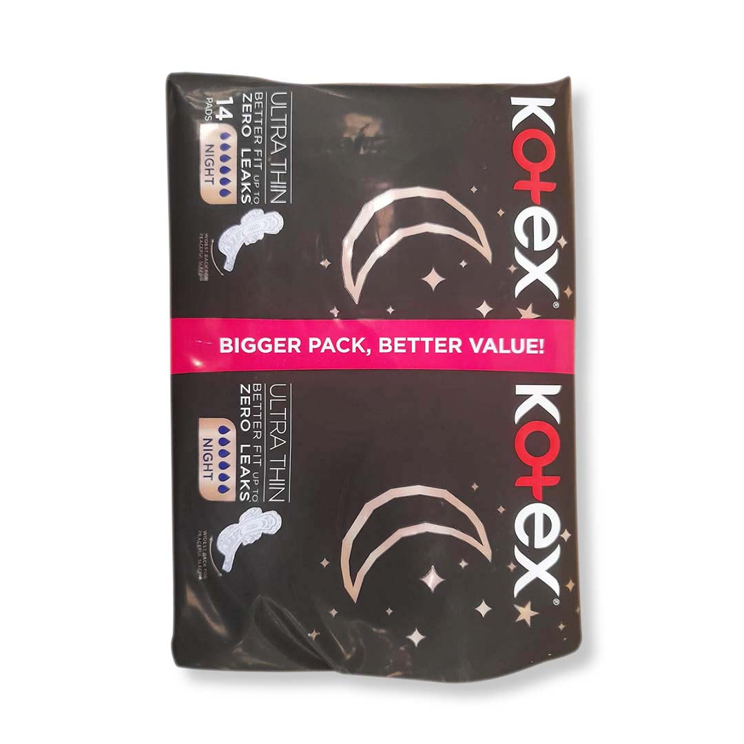 Kotex Ultra Thin Night Sanitary Pads Value Pack, 14 Count