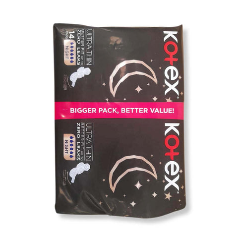 Kotex Ultra Thin Night Sanitary Pads Value Pack, 14 Count