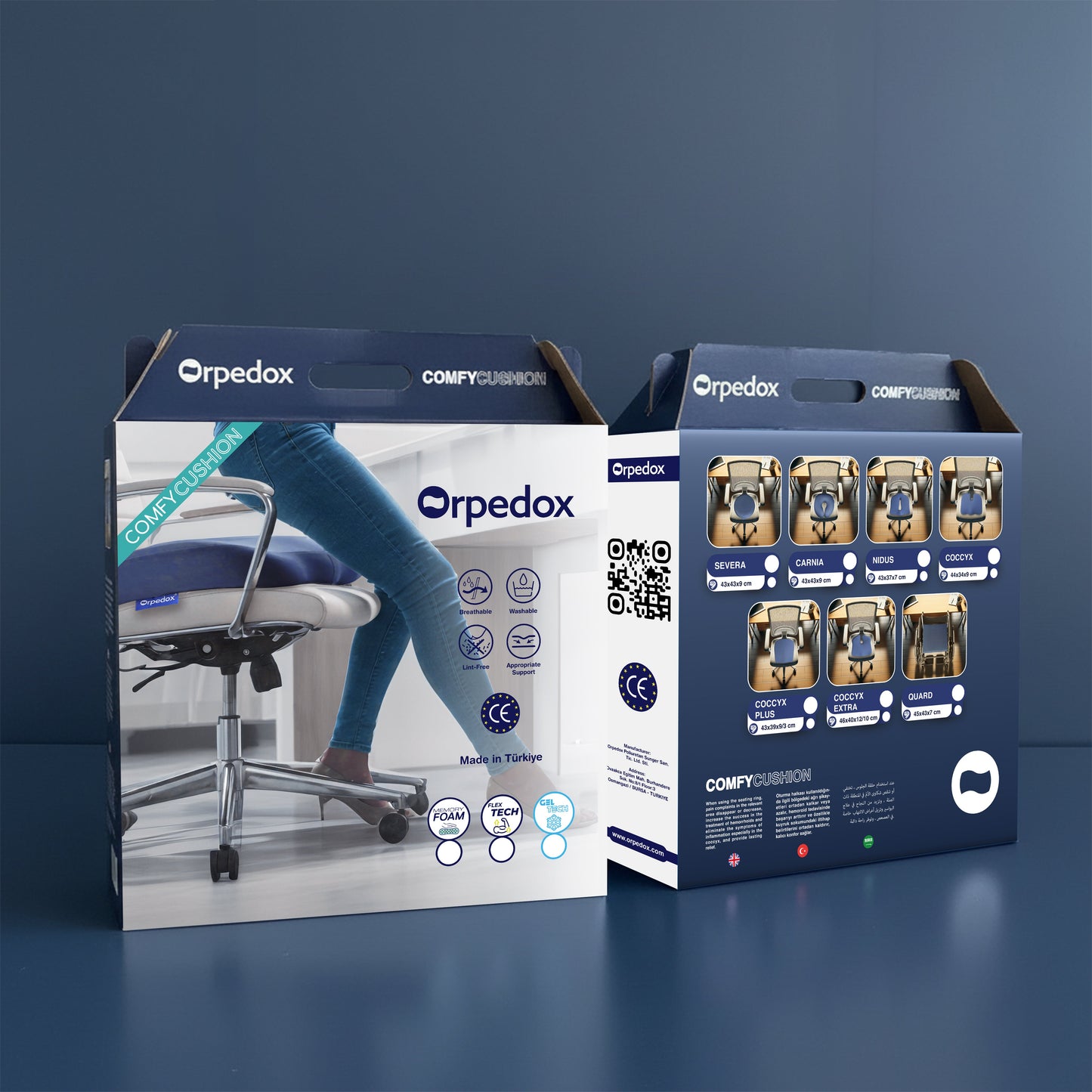Orpedox Coccyx Extra Visco Cushion for hemorrhoid with Box 46x40x12/10 cm