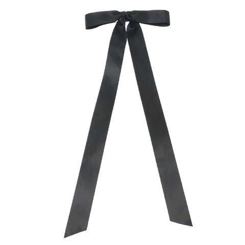 Titania Hair Barrette Clip (Long Ribbon, Black)