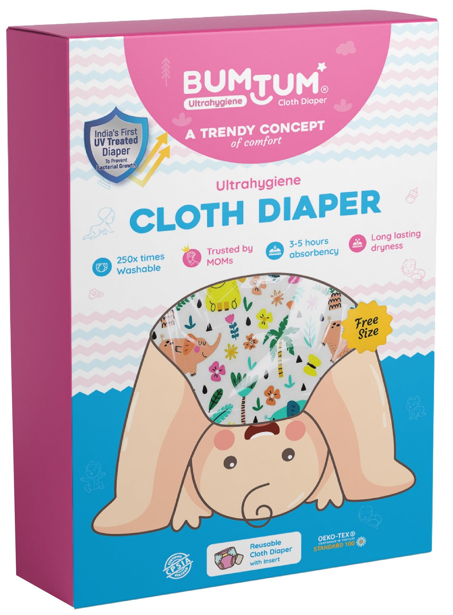 Bumtum Baby Cloth Diaper Free Size Printed