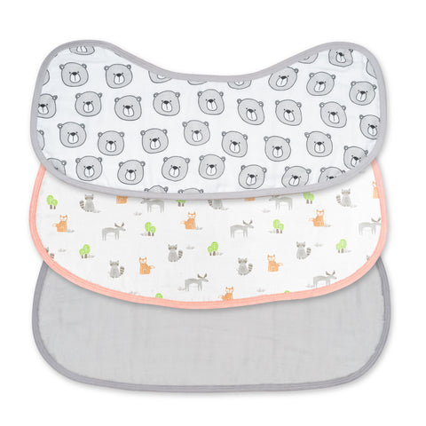 Moon Organic Burpy Bib Pack Of 3 (Forest & Grey)